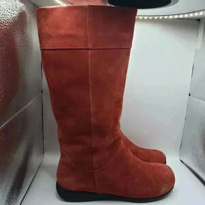 Santana Canada Sherpa Lined Knee Length Boots suede Leather Women's 8 M Red